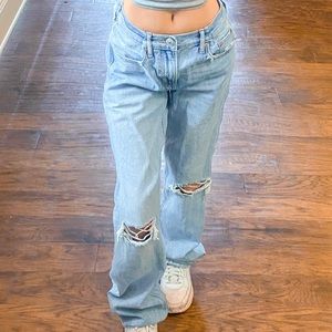 American eagle 90’s bootcut light wash ripped y2k sz 2 vintage mid rise jeans